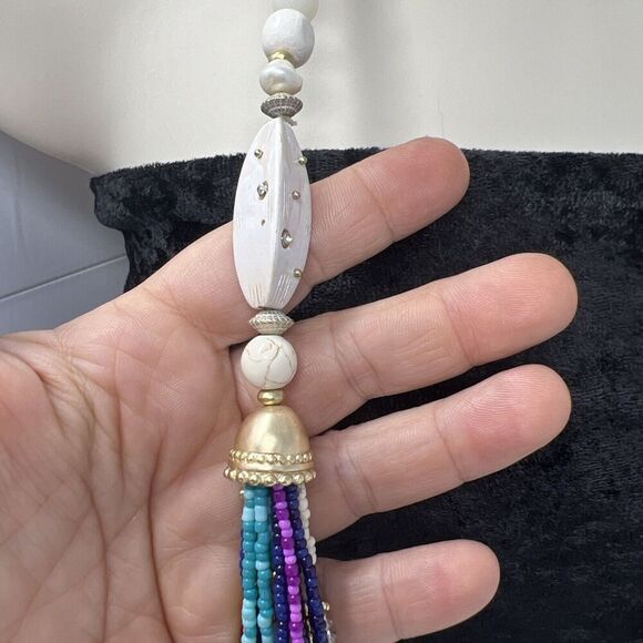 CHICO'S LONG BEADED MULTI-COLOR Multi-STRAND NECKLACE Seed Beads, mixed Media - Picture 2 of 8